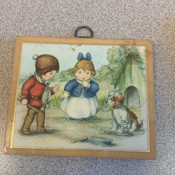 4 / 20$ SALEPair of Antique British Empire Made Decoupage wooden plaques (1930s) - Picture 2 of 4